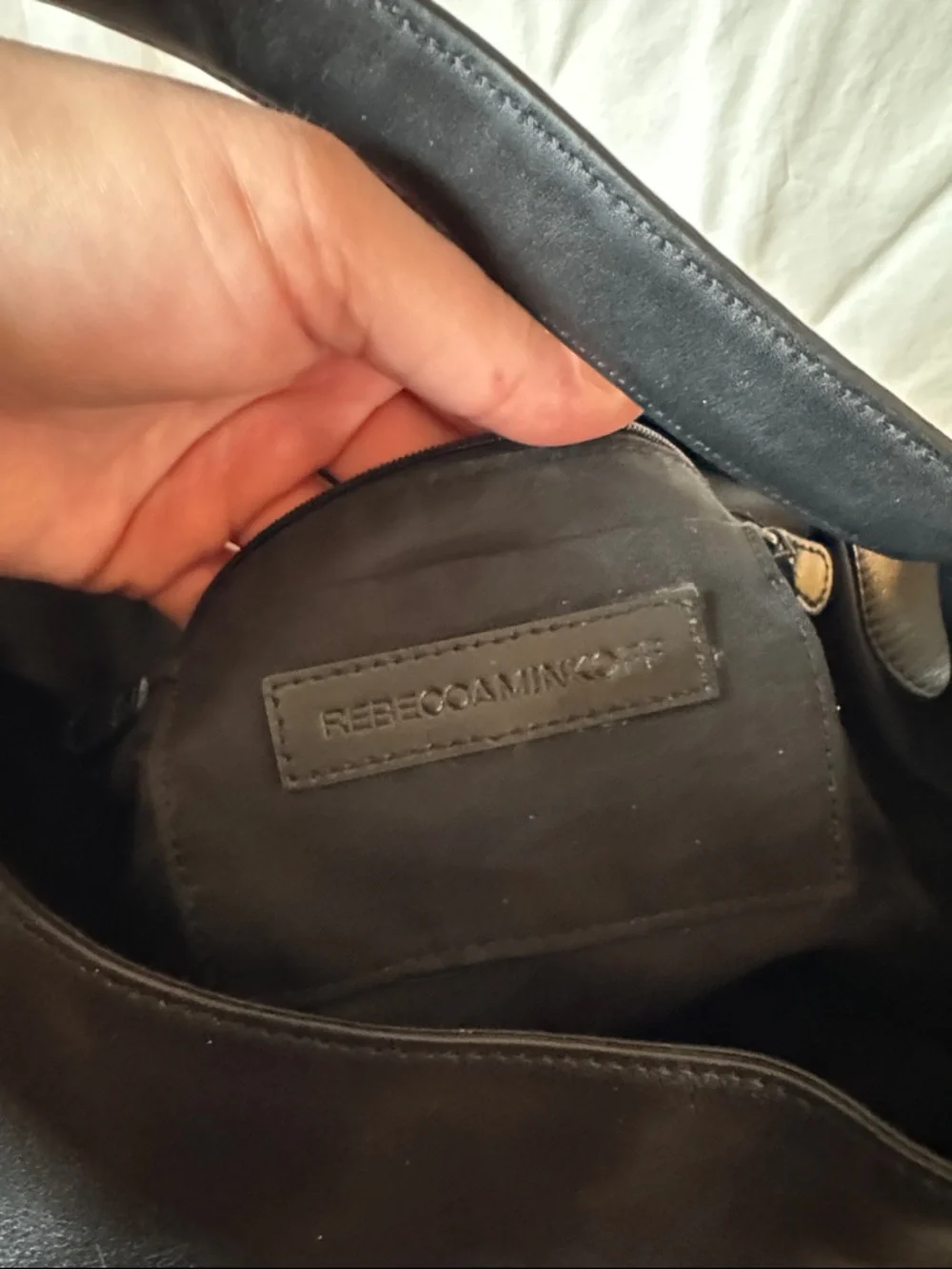 Rebecca Minkoff Bryn Double Zip Hobo Bag black leather w/ gold studs & fringe - Picture 8 of 12